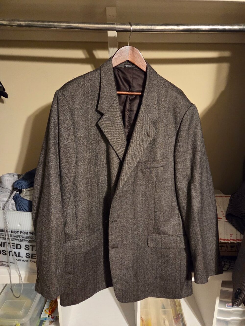 Croft & Barrow 3 button blazer, Grey Herringbone, 50L